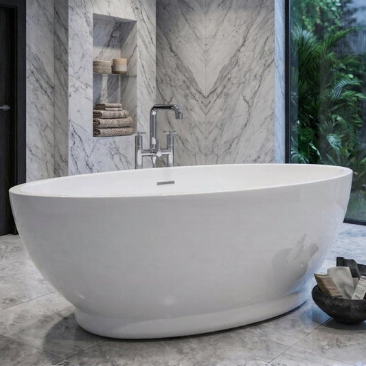 Royce Morgan Abbey Freestanding Bath Tub Classic Curved Slipper Style in L1675 x W765 x H580mm