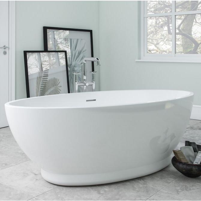 Royce Morgan Abbey Freestanding Bath Tub Classic Curved Slipper Style in L1675 x W765 x H580mm