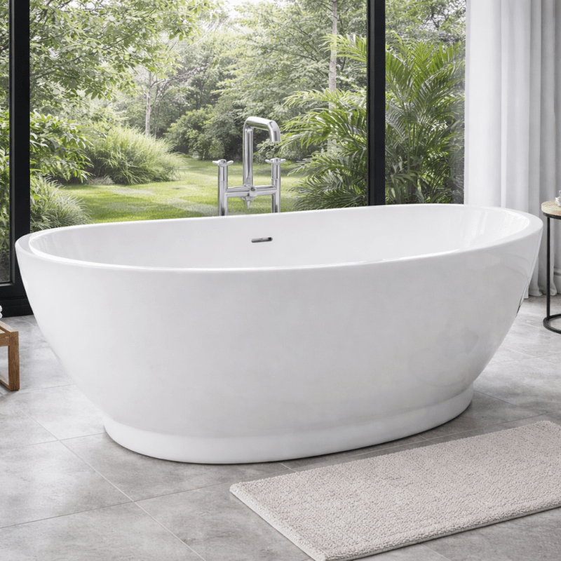Royce Morgan Abbey Freestanding Bath Tub Classic Curved Slipper Style in L1675 x W765 x H580mm