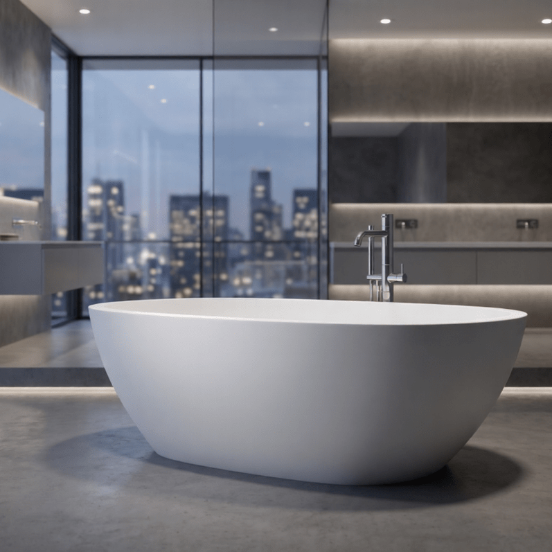 Royce Morgan Amazon is a Freestanding Bath Tub Contemporary Double - Ended Design with size, L1750 x W750 x H680mm
