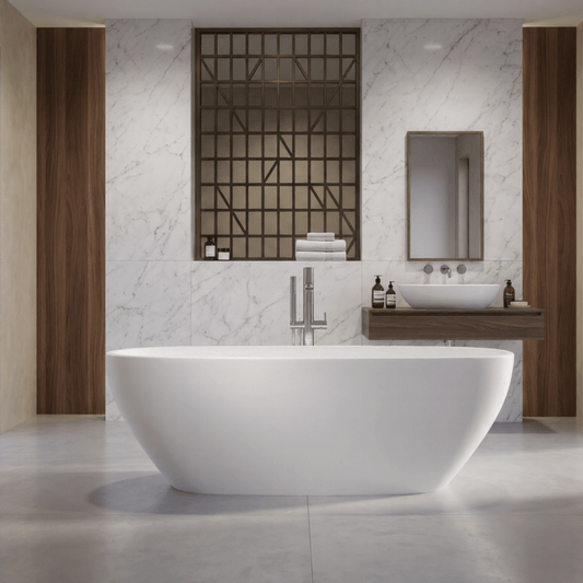 Royce Morgan Amazon is a Freestanding Bath Tub Contemporary Double - Ended Design with size, L1750 x W750 x H680mm