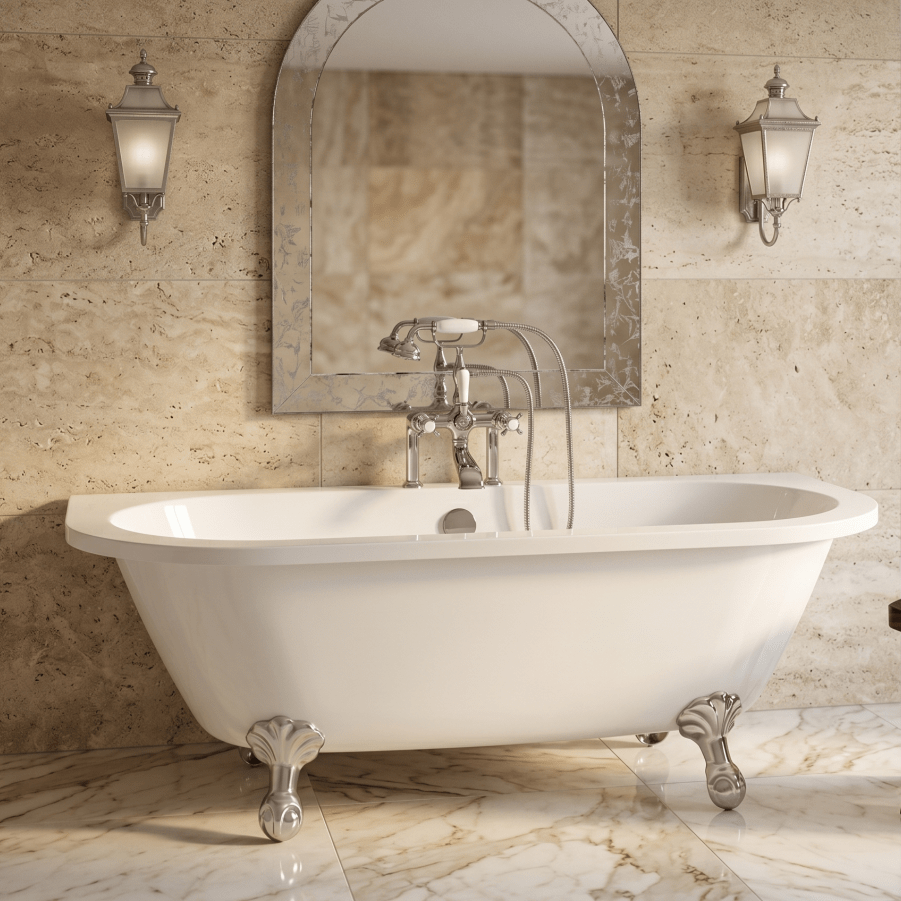 Royce Morgan Balmoral Freestanding Bath Tub Traditional Roll Top Clawfoot in L1680 x W730 x H600mm
