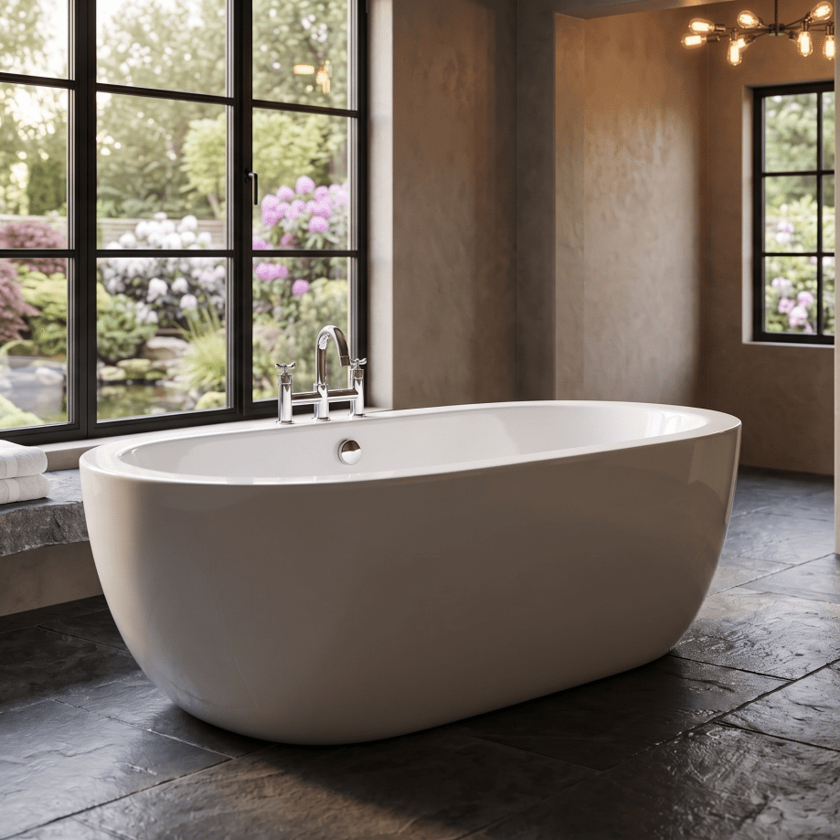 Royce Morgan Bolton Freestanding Bath Tub Wide Modern Soaking Design in L1805 x W860 x H600mm