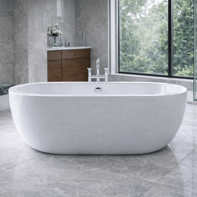 Royce Morgan Bolton Freestanding Bath Tub Wide Modern Soaking Design in L1805 x W860 x H600mm