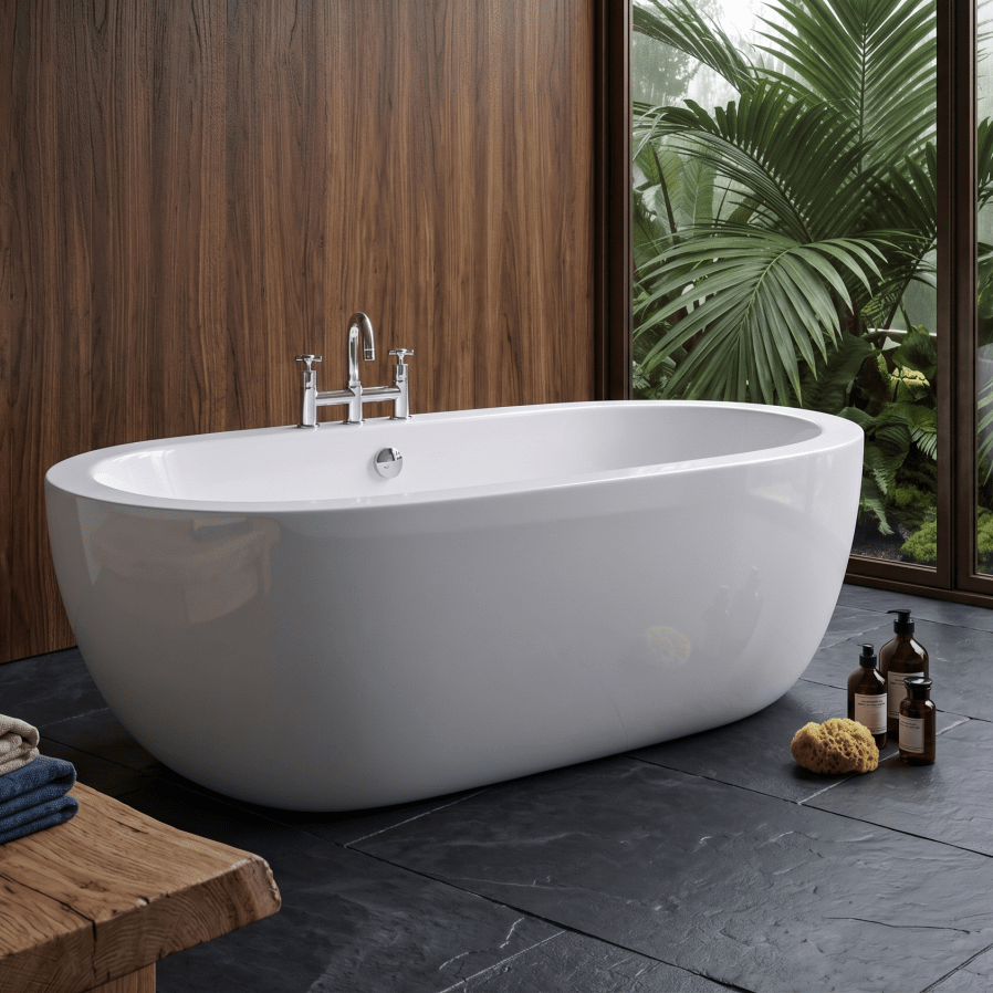 Royce Morgan Bolton Freestanding Bath Tub Wide Modern Soaking Design in L1805 x W860 x H600mm