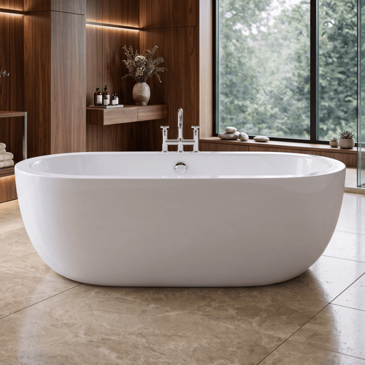 Royce Morgan Bolton Freestanding Bath Tub Wide Modern Soaking Design in L1805 x W860 x H600mm