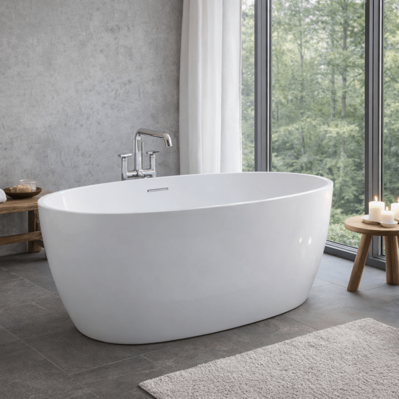 Royce Morgan Darwin Freestanding Bath Tub Compact Oval Shape in L1600 x W800 x H580mm