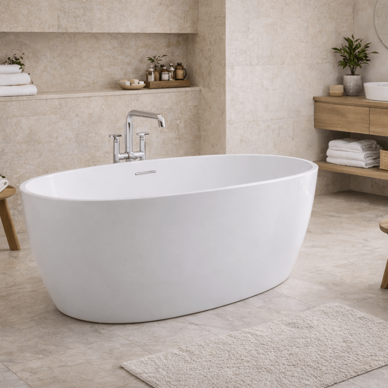 Royce Morgan Darwin Freestanding Bath Tub Compact Oval Shape in L1600 x W800 x H580mm