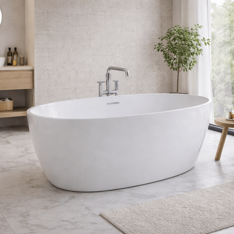 Royce Morgan Darwin Freestanding Bath Tub Compact Oval Shape in L1600 x W800 x H580mm
