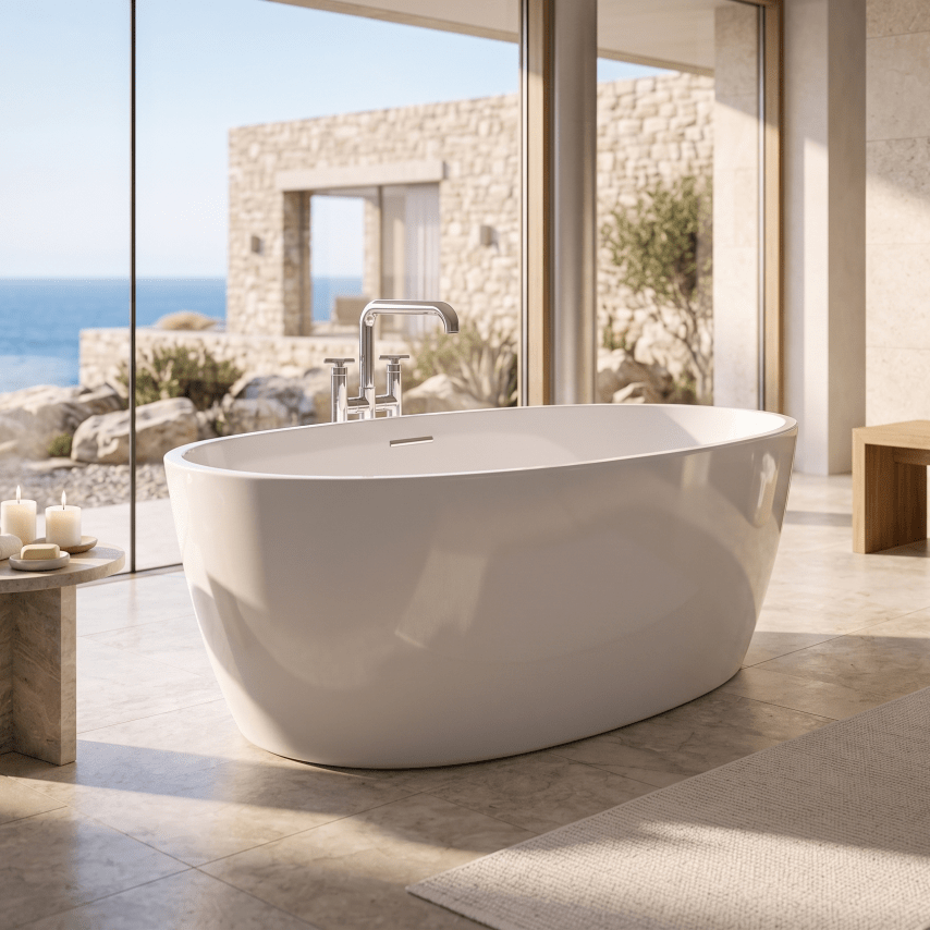 Royce Morgan Darwin Freestanding Bath Tub Compact Oval Shape in L1600 x W800 x H580mm