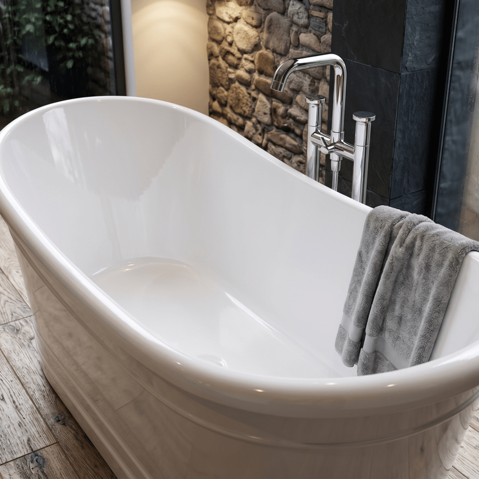 Royce Morgan Harewood Freestanding Bath Tub Traditional Roll Top Design in L1650 x W730 x H580mm