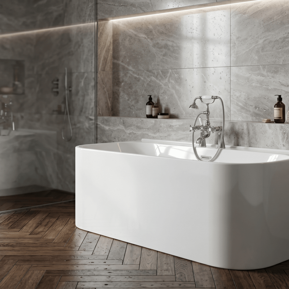 Royce Morgan Jasper Freestanding Bath Tub Compact Modern Design in L1600 x W800 x H580mm