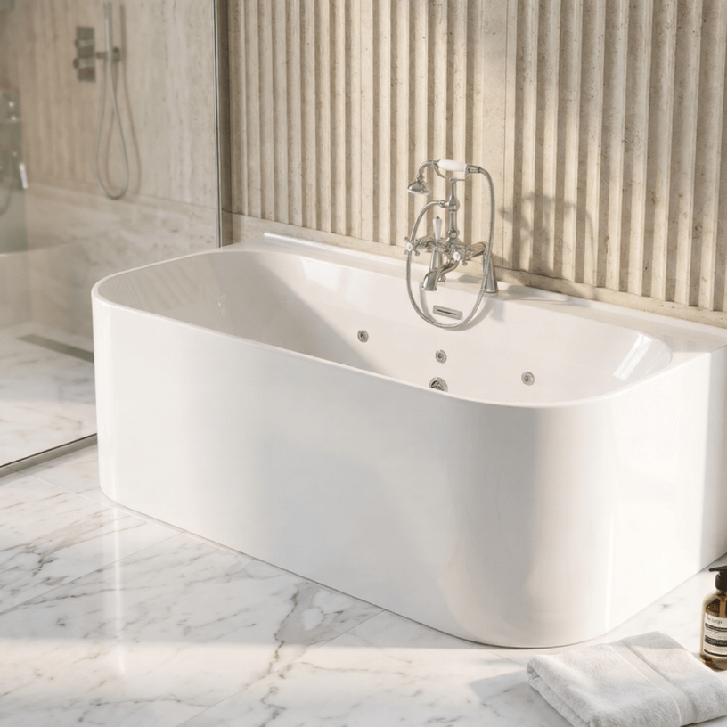 Royce Morgan Jasper Whirlpool Freestanding Bath Tub Luxury Spa System in L1600 x W800 x H580mm