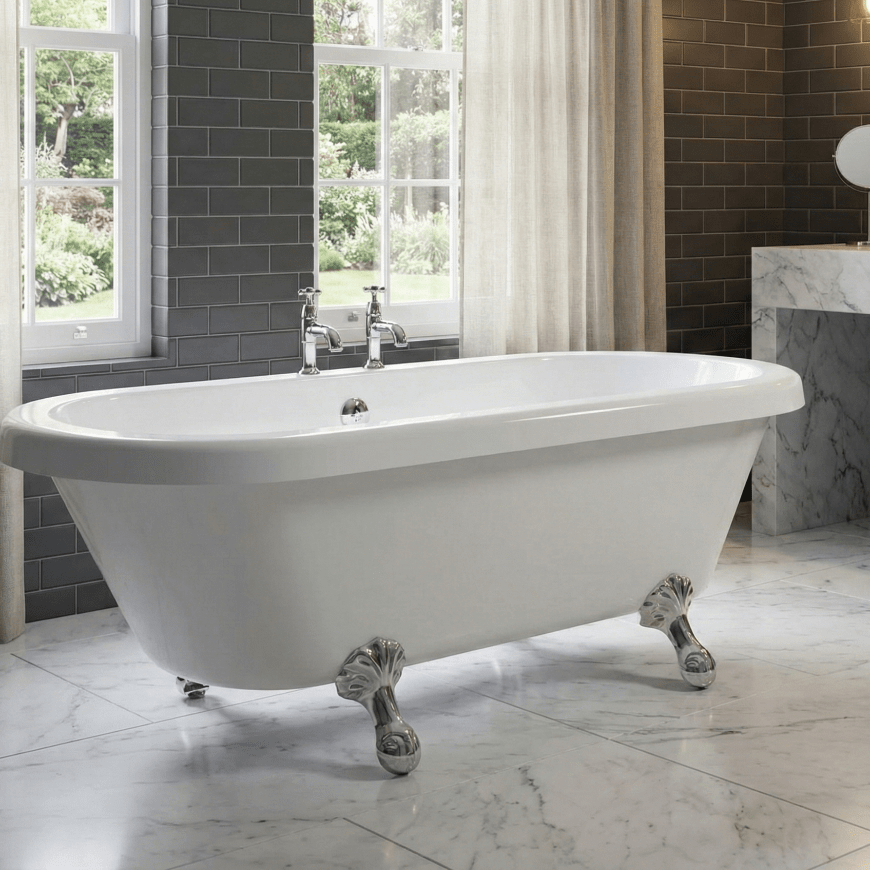Royce Morgan Lambeth Freestanding Bath Tub Traditional Clawfoot Roll Top in L1665 x W715 x H570mm
