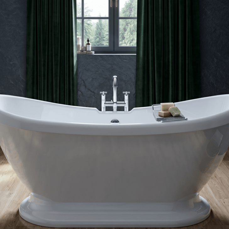 Royce Morgan Melrose Freestanding Bath Tub Classic Slipper Style With Plinth in L1700 x W700 x H700mm