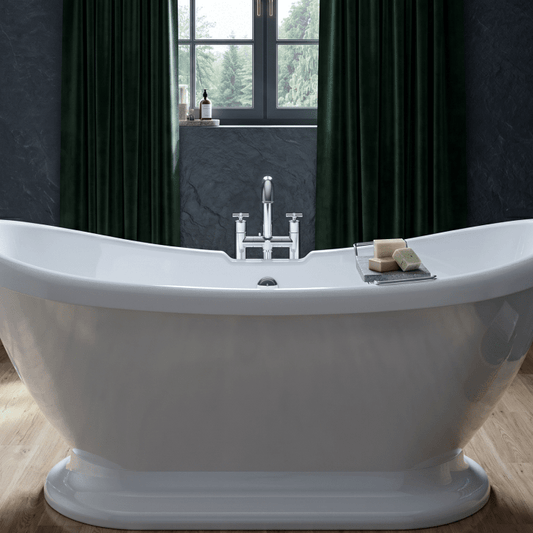 Royce Morgan Melrose Freestanding Bath Tub Classic Slipper Style With Plinth in L1700 x W700 x H700mm