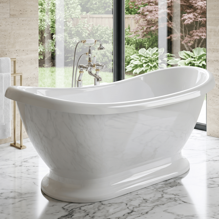 Royce Morgan Melrose Freestanding Bath Tub Classic Slipper Style With Plinth in L1700 x W700 x H700mm