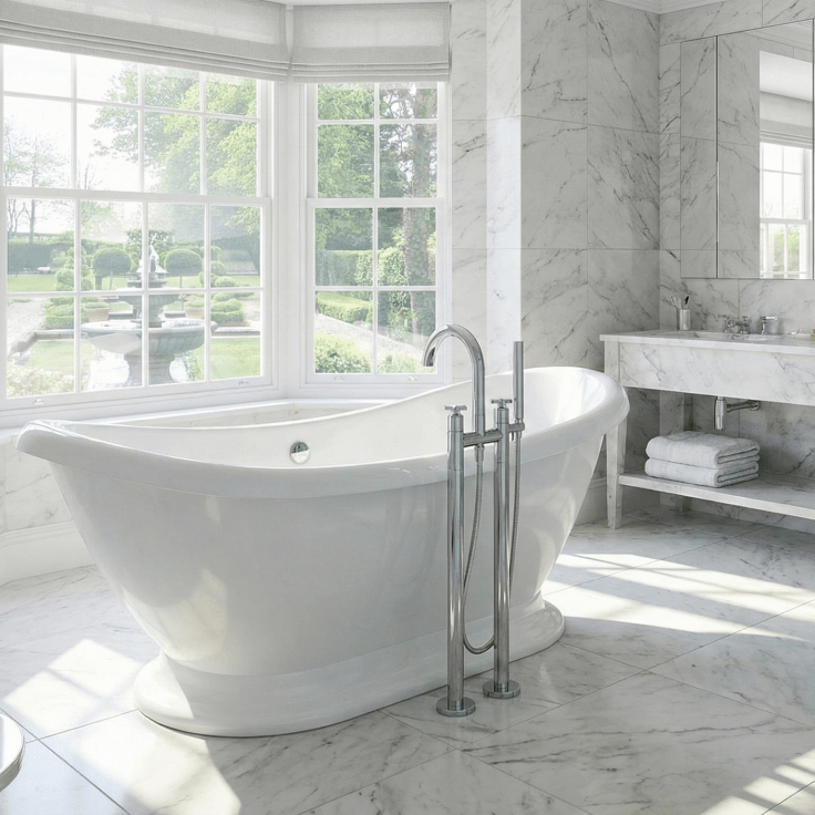 Royce Morgan Melrose Freestanding Bath Tub Classic Slipper Style With Plinth in L1700 x W700 x H700mm