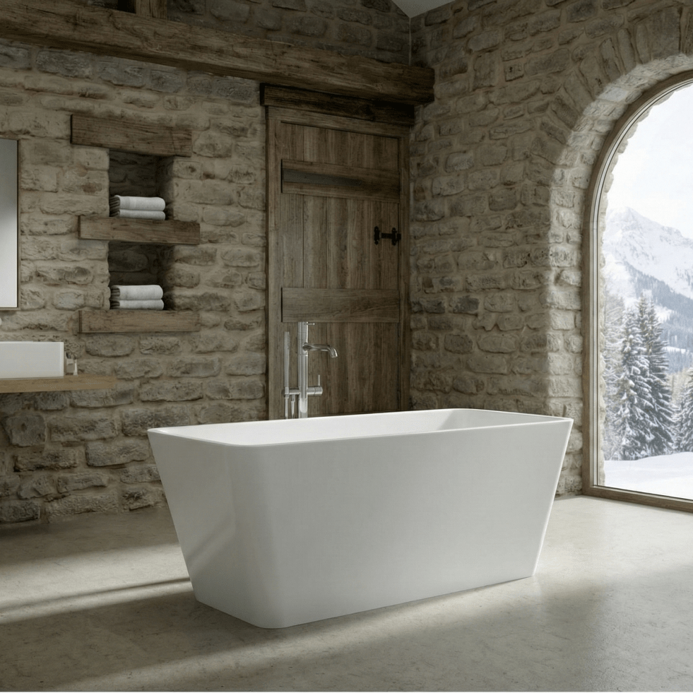 Royce Morgan Orinoco Freestanding Bath Tub Compact Minimalist Design in L1500 x W680 x H560mm