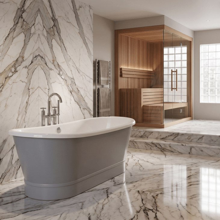Royce Morgan Portland Freestanding Bath Tub Contemporary Deep Soaking Design in L1710 x W690 x H680mm