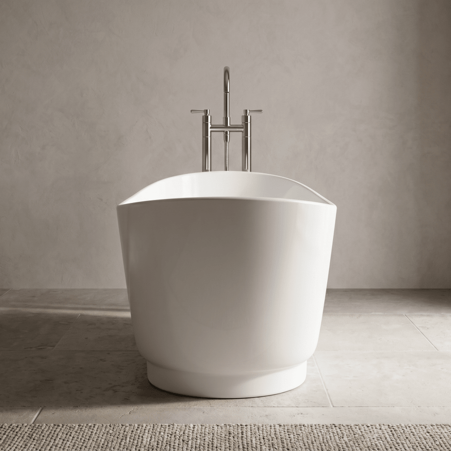 Royce Morgan Quartz Freestanding Bath Tub Modern Tapered Base Design in L1760 x W680 x H670mm