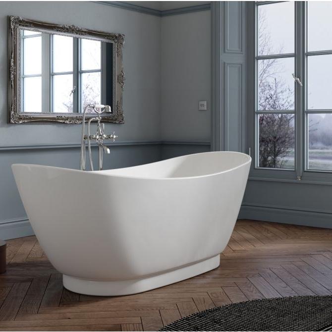 Royce Morgan Quartz Freestanding Bath Tub Modern Tapered Base Design in L1760 x W680 x H670mm