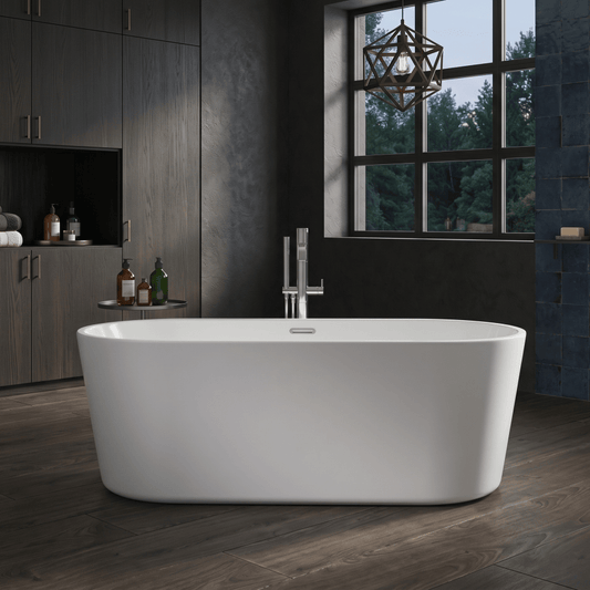 Royce Morgan Ruby Freestanding Bath Tub Modern Straight - Edge Design in L1580 x W740 x H550mm