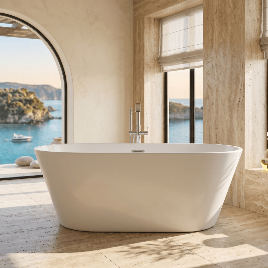 Royce Morgan Sapphire Freestanding Bath Tub Contemporary Straight - Edge Design in L1650 x W755 x H610mm