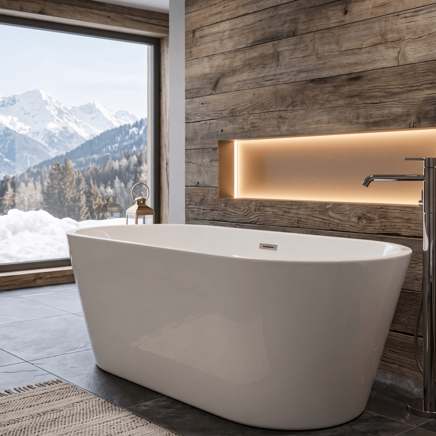 Royce Morgan Sapphire Freestanding Bath Tub Contemporary Straight - Edge Design in L1650 x W755 x H610mm
