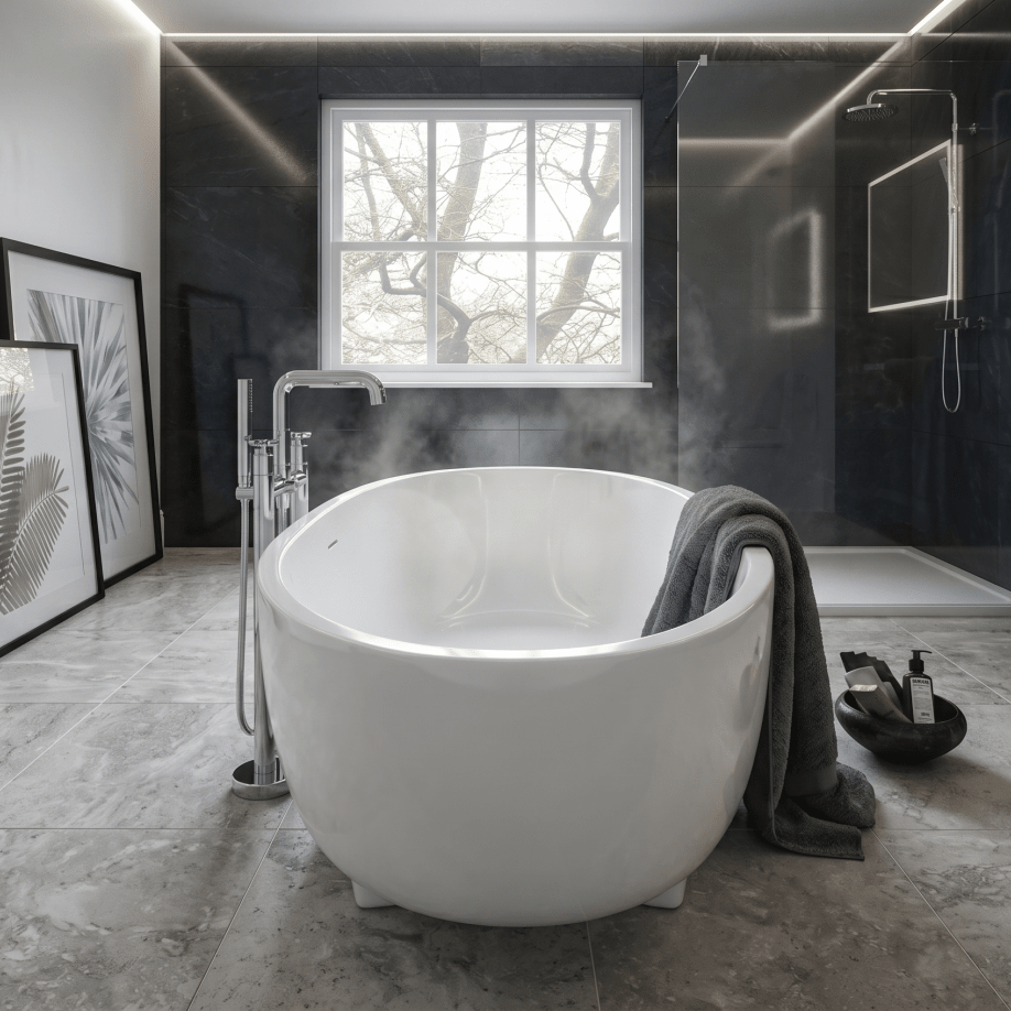 Royce Morgan Seaton Freestanding Bath Tub Modern Double - Ended Style in L1680 x W770 x H600mm