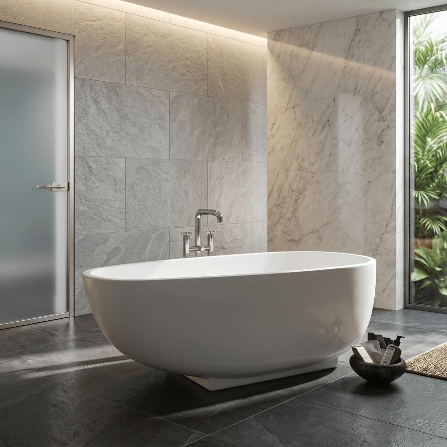 Royce Morgan Seaton Freestanding Bath Tub Modern Double - Ended Style in L1680 x W770 x H600mm