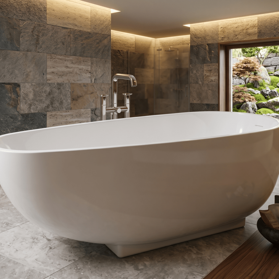 Royce Morgan Seaton Freestanding Bath Tub Modern Double - Ended Style in L1680 x W770 x H600mm