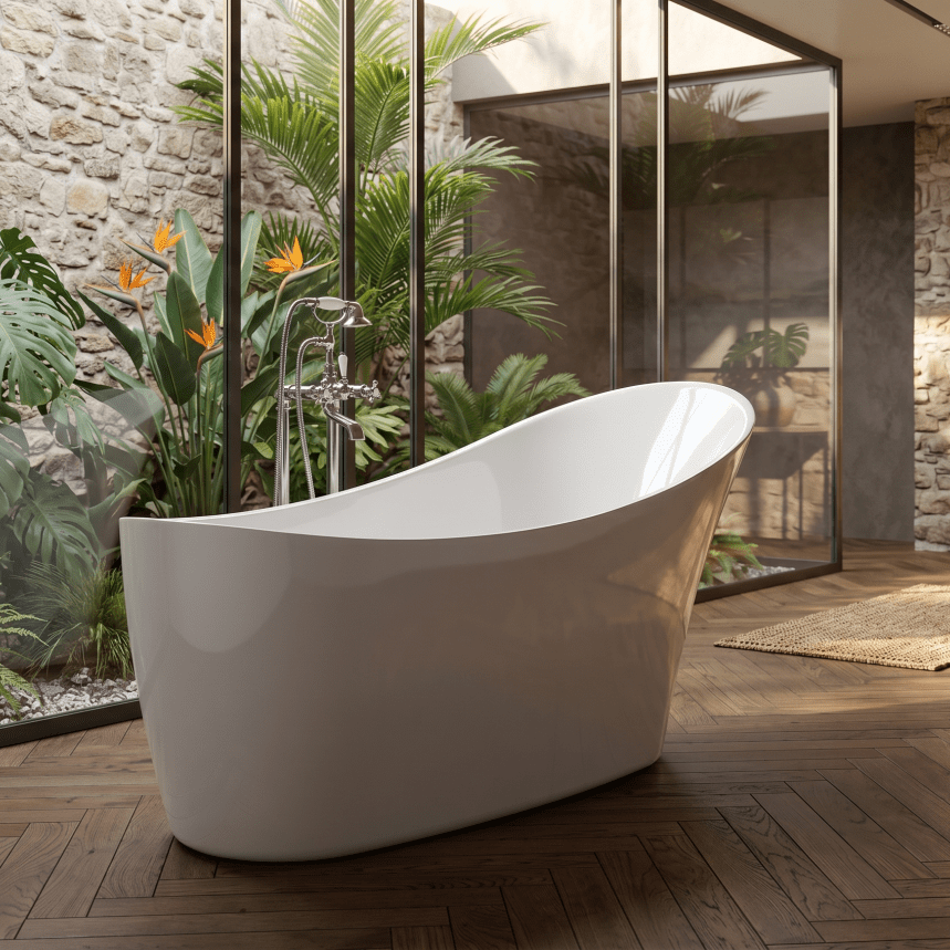 Royce Morgan Sunstone Freestanding Bath Tub Deep Slipper Design in L1590 x W700 x H780mm