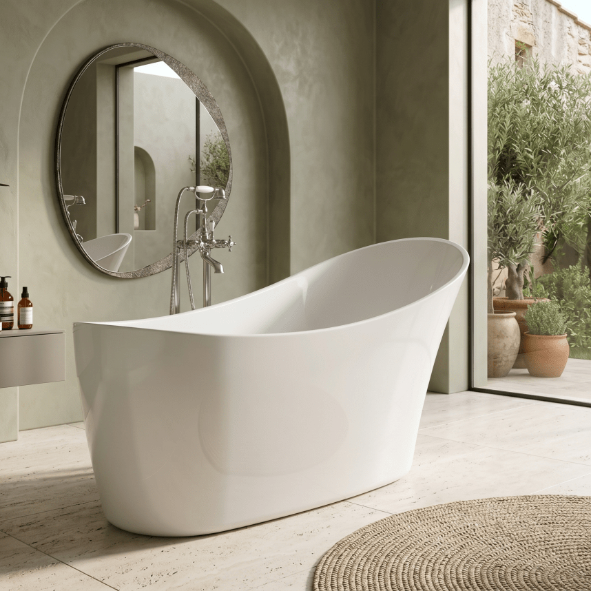Royce Morgan Sunstone Freestanding Bath Tub Deep Slipper Design in L1590 x W700 x H780mm