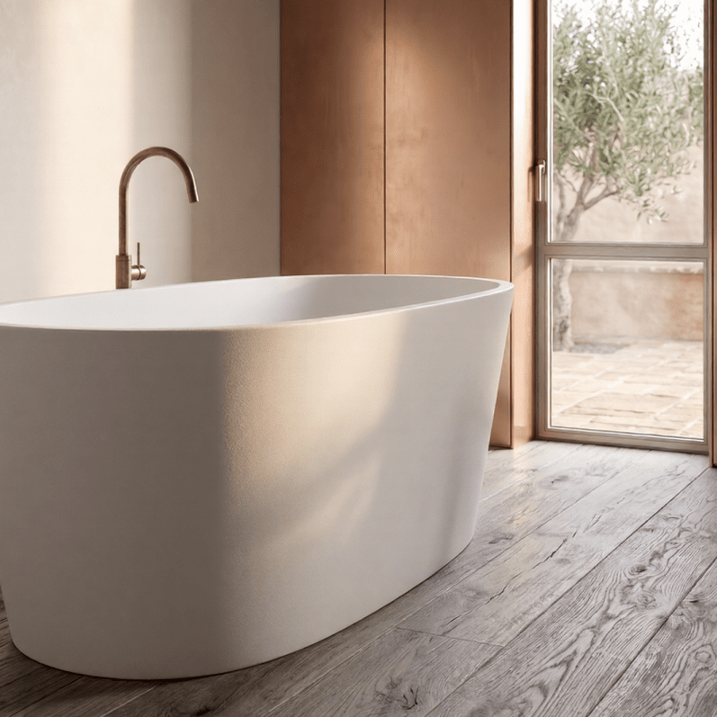 Royce Morgan Tigris Freestanding Bath Tub Modern Curved Design in L1580 x W700 x H660mm