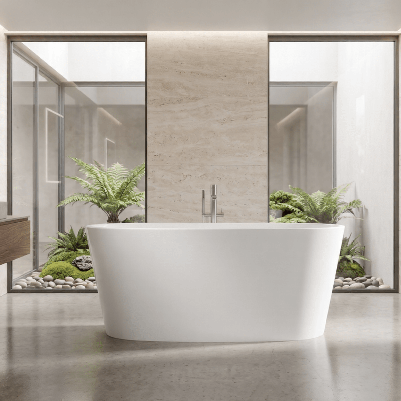 Royce Morgan Tigris Freestanding Bath Tub Modern Curved Design in L1580 x W700 x H660mm