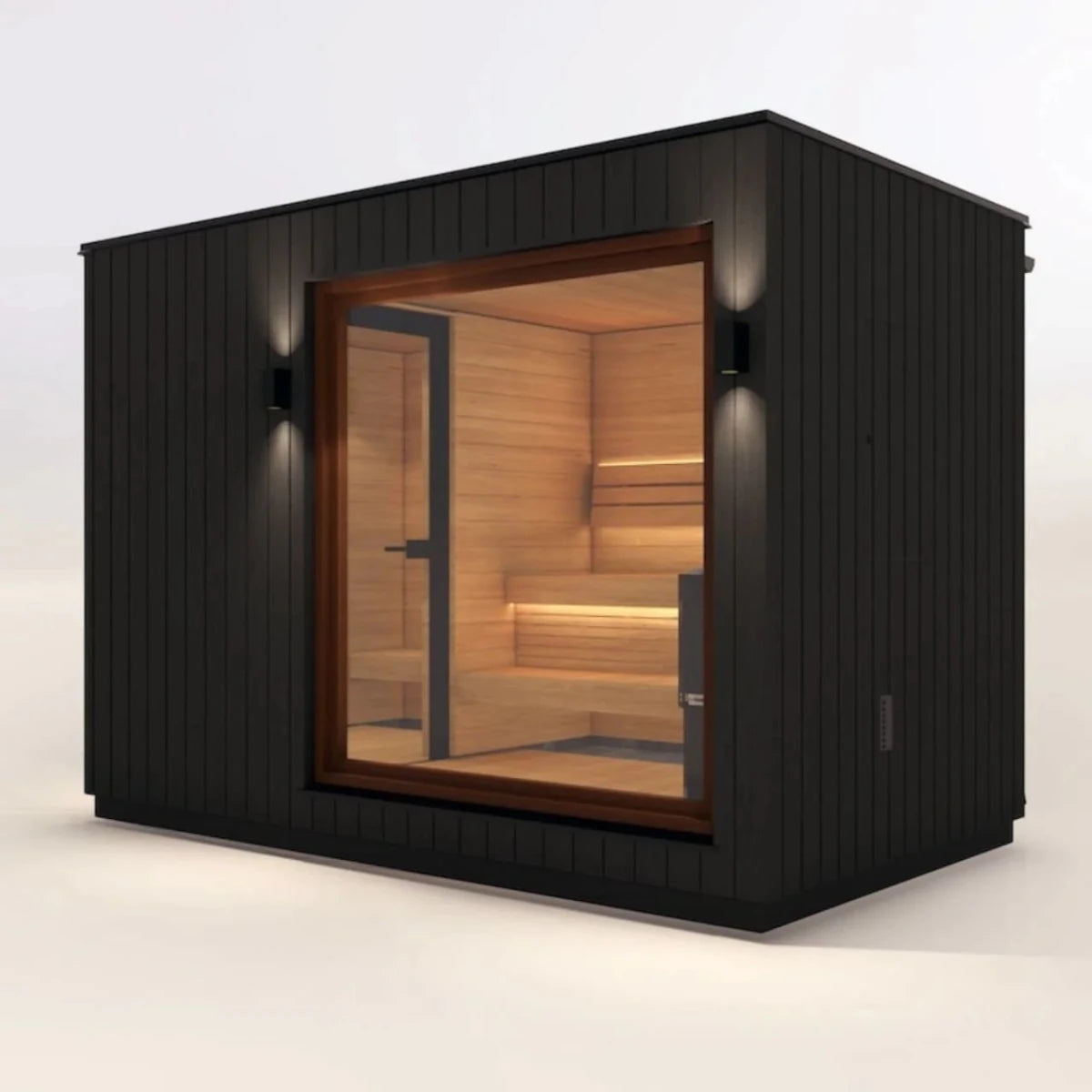 Saunum AirCube Double Ready Made Nordic Outdoor Sauna 5 Seater with Changing Room in