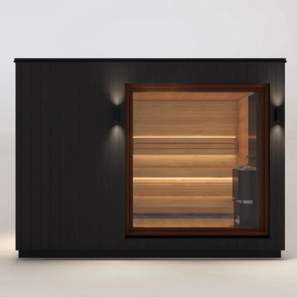 Saunum AirCube Double Ready Made Nordic Outdoor Sauna 5 Seater with Changing Room in