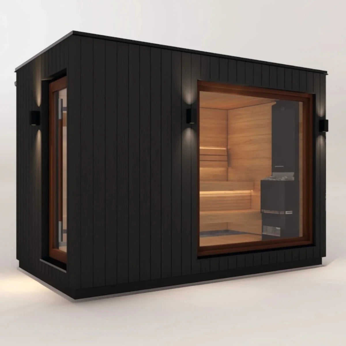 Saunum AirCube Double Ready Made Nordic Outdoor Sauna 5 Seater with Changing Room in