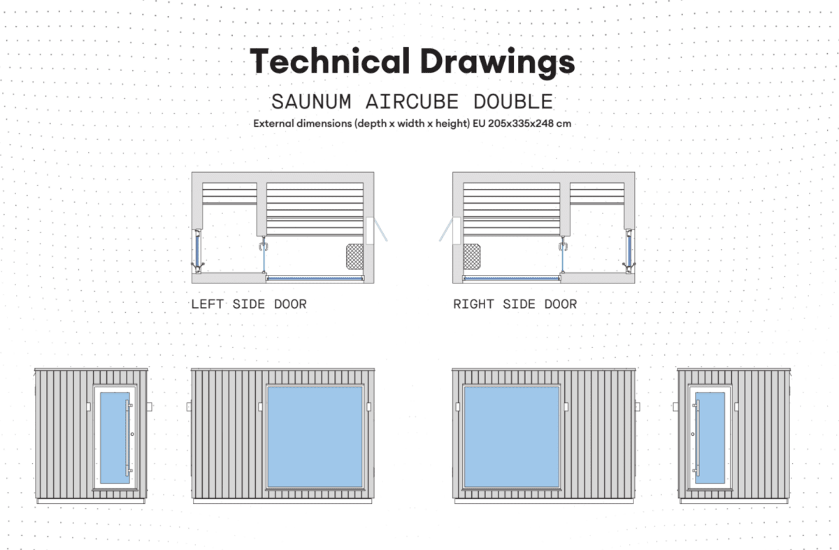 Saunum AirCube Double Ready Made Nordic Outdoor Sauna 5 Seater with Changing Room in