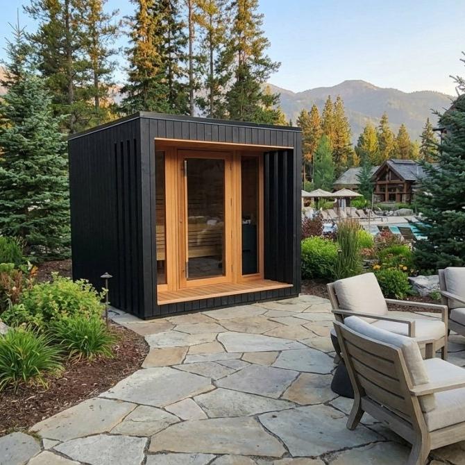Saunum AirCube Terrace Ready Made Nordic Outdoor Sauna (4 Seater) in