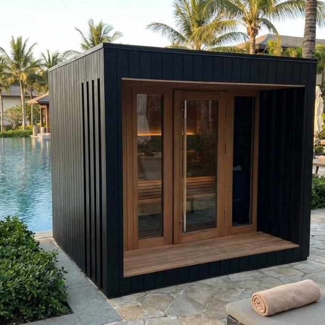 Saunum AirCube Terrace Ready Made Nordic Outdoor Sauna (4 Seater) in