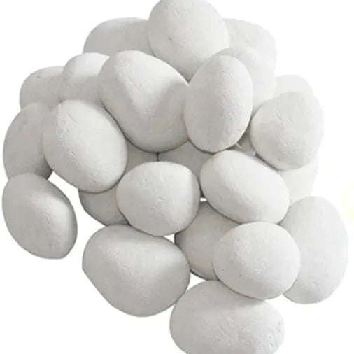 ScandiFlames aCeramic Pebbles Bioethanol Fireplace Decoration 24 Pieces in Textured Grey