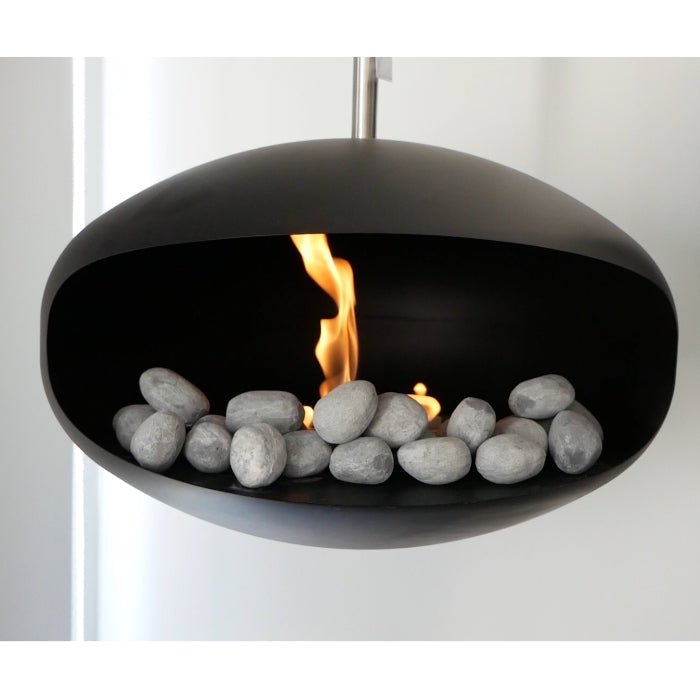 ScandiFlames aCeramic Pebbles Bioethanol Fireplace Decoration 24 Pieces in Textured Grey