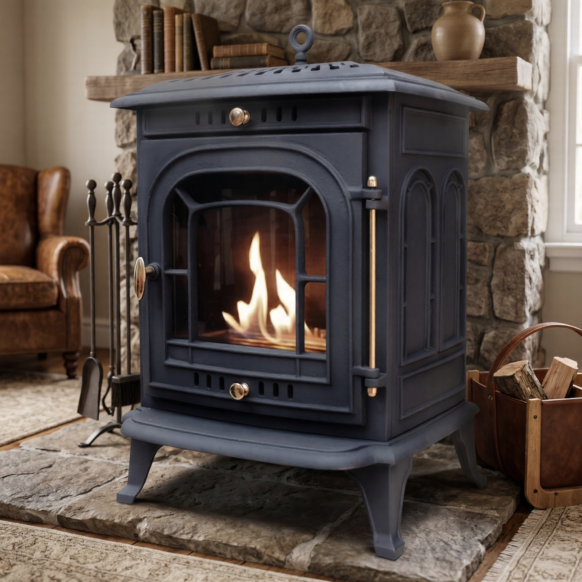ScandiFlames Altar Cast Iron Freestanding Bioethanol Fireplace