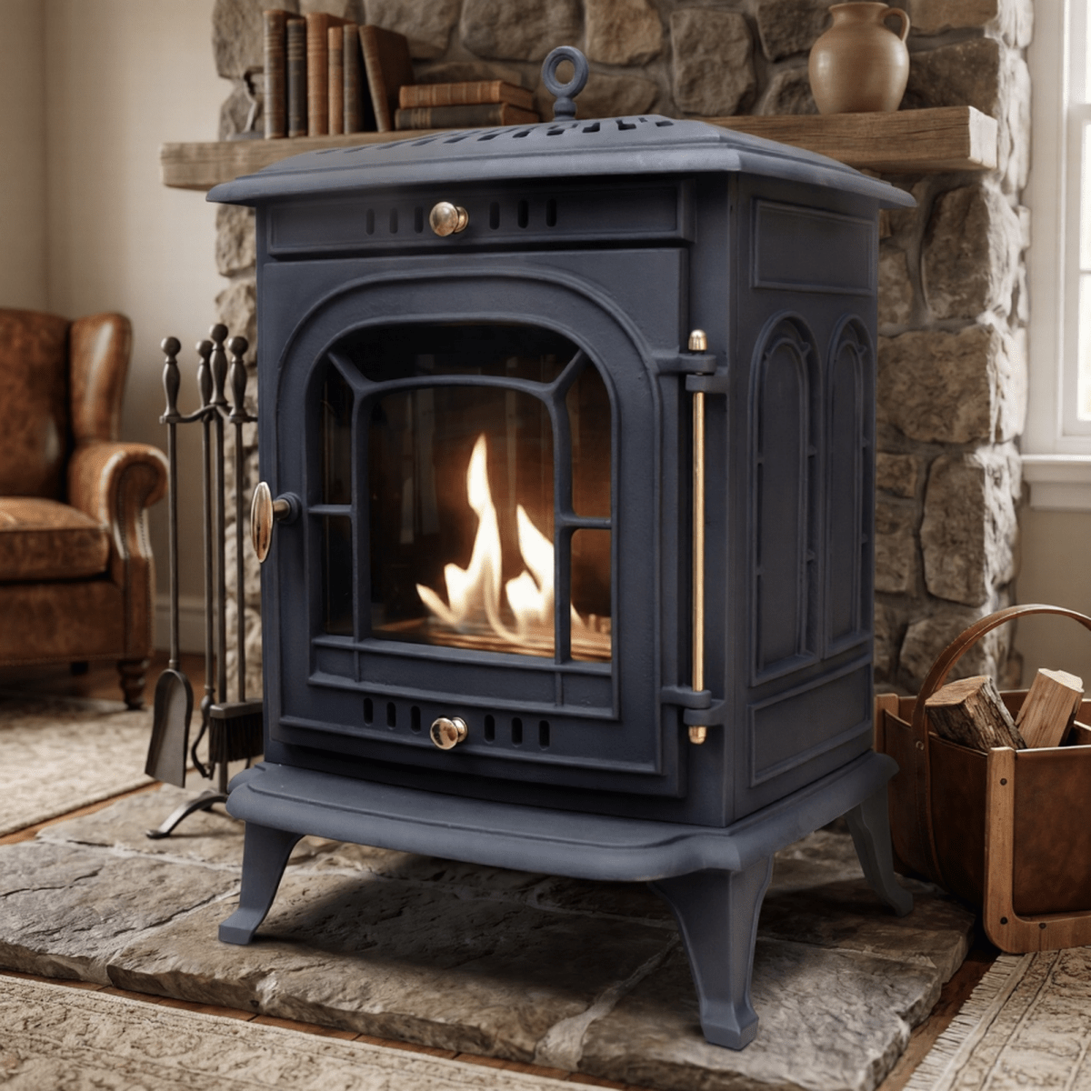 ScandiFlames Altar Cast Iron Freestanding Bioethanol Fireplace in 68.5H x 49W x 42.5D cm