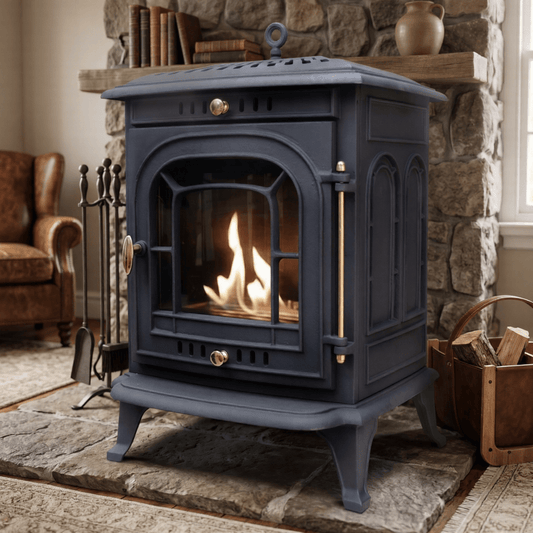 ScandiFlames Altar Cast Iron Freestanding Bioethanol Fireplace in 68.5H x 49W x 42.5D cm