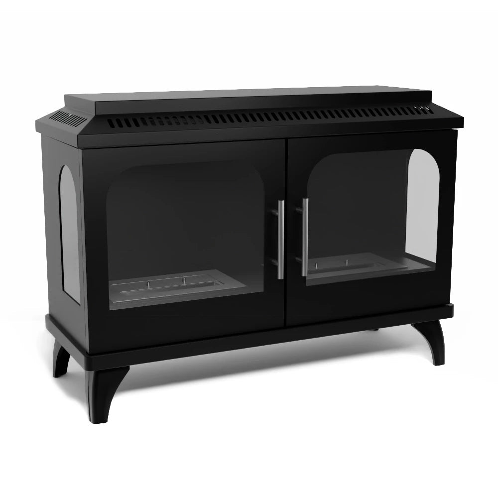 ScandiFlames Atlanta Double Freestanding Bioethanol Fireplace in 57.3H x 80W x 30D cm