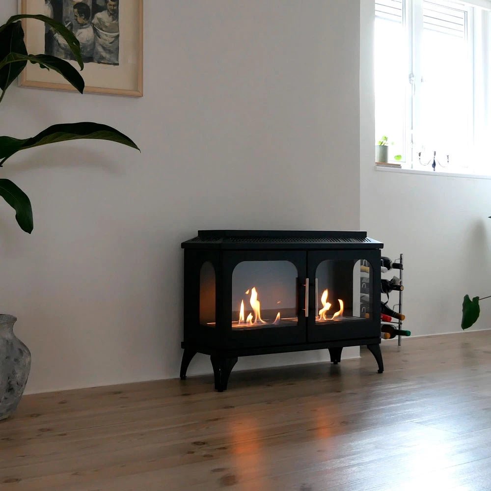 ScandiFlames Atlanta Double Freestanding Bioethanol Fireplace in 57.3H x 80W x 30D cm