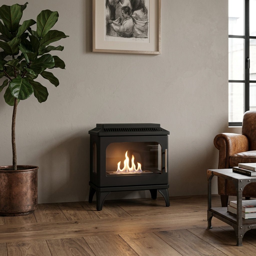 ScandiFlames Atlanta Single Freestanding Bioethanol Fireplace in 52.3H x 48W x 30D cm